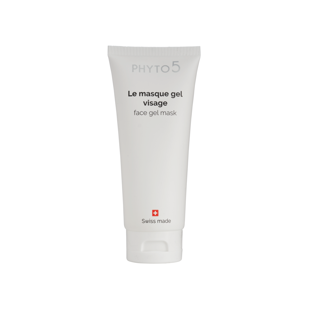 PHYTO 5 gamme suisse le masque gel visage masque gel hydratant pour le visage masque hydratant peau seche peau sensible peau grasse peau mixte masque apaisant masque rafraichissant masque coup d'eclat cosmetique naturel cosmetique suisse ingredients bio laboratoire suisse soin energetique soin naturel soin holistique