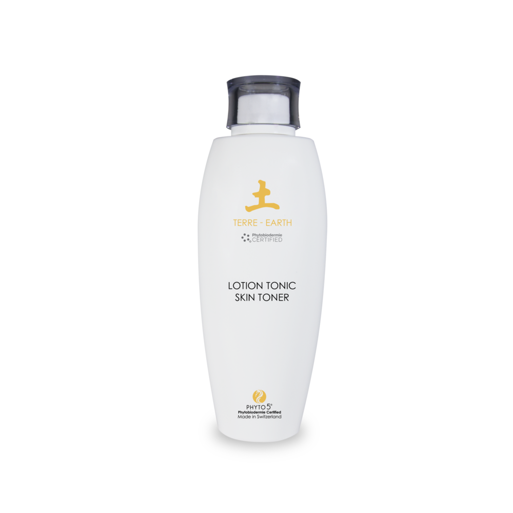 PHYTO 5 gamme des 5 elements lotion tonic terre lotion tonique visage anti imperfection reduit boutons pores dilalates teint terne acne lotion nettoyante visage purifiante anti acne anti boutons cosmetique naturel cosmetique suisse ingredients bio laboratoire suisse soin energetique soin naturel soin holistique