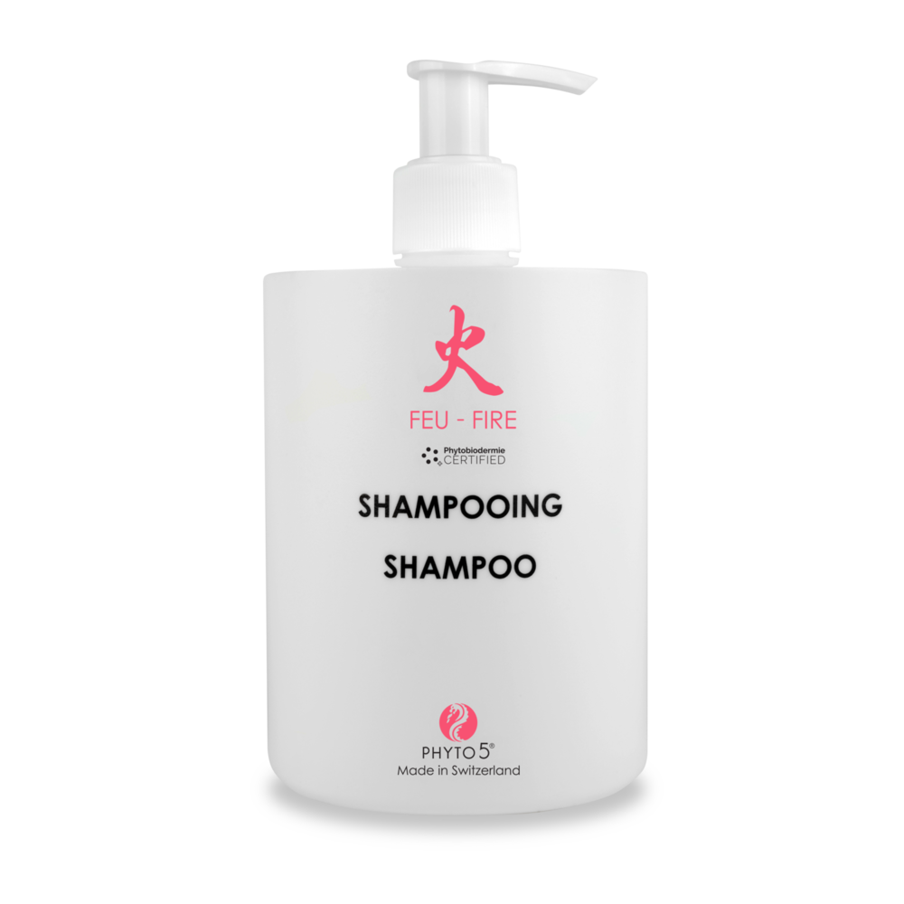 PHYTO 5 gamme des elements shampooing feu shampoing cuir chevelu sensible rougeur irritations shampoing apaisant exéma shampoing naturel cosmetique naturel cosmetique suisse ingredients bio laboratoire suisse soin energetique soin naturel soin holistique 