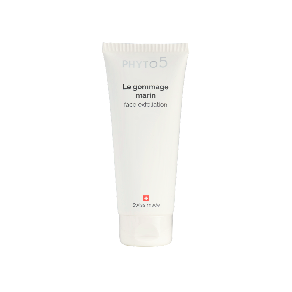 PHTYO 5 le gommage marin gamme suisse gamme visage doux a grains perles de jojoba grains de riz peau tout type de peau gommage doux naturel pour le visage nettoyant visage cosmetique naturel cosmetique suisse ingredients bio laboratoire suisse soin energetique soin naturel soin holistique 