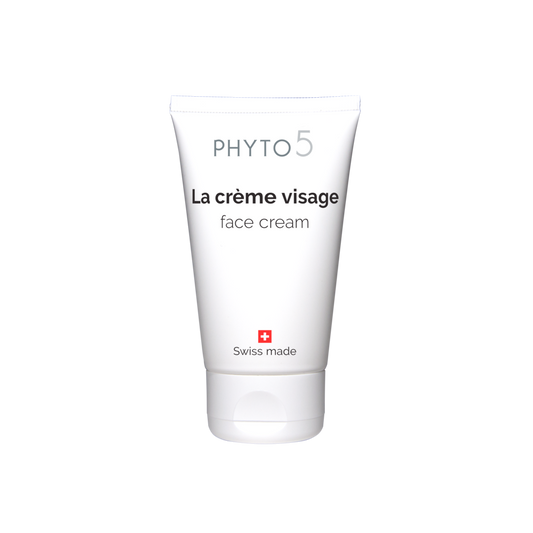 PHYTO 5 la creme visage gamme suisse creme visage biostimulante aux huiles essentielles creme visage hydratante nourrissante pour peau sèche et deshydratee teint terne creme coup d'eclat cosmetique naturel cosmetique suisse ingredients bio laboratoire suisse soin energetique soin naturel soin holistique