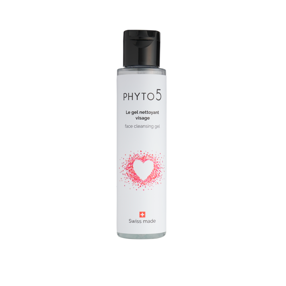 PHYTO 5 le gel nettoyant visage gamme suisse gel nettoyant moussant visage nettoie et purifie la peau peau seche peau grasse peau mixte peau sensible nettoyant naturel visage cosmetique naturel cosmetique suisse ingredients bio laboratoire suisse soin energetique soin naturel soin holistique