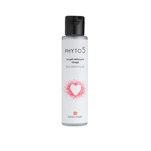 PHYTO 5 le gel nettoyant visage gamme suisse gel nettoyant moussant visage nettoie et purifie la peau peau seche peau grasse peau mixte peau sensible nettoyant naturel visage cosmetique naturel cosmetique suisse ingredients bio laboratoire suisse soin energetique soin naturel soin holistique