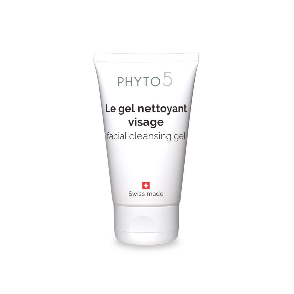 PHYTO 5 le gel nettoyant visage gamme suisse gel nettoyant moussant visage nettoie et purifie la peau peau seche peau grasse peau mixte peau sensible nettoyant naturel visage cosmetique naturel cosmetique suisse ingredients bio laboratoire suisse soin energetique soin naturel soin holistique