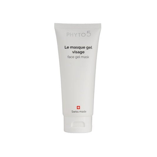 PHYTO 5 gamme suisse le masque gel visage masque gel hydratant pour le visage masque hydratant peau seche peau sensible peau grasse peau mixte masque apaisant masque rafraichissant masque coup d'eclat cosmetique naturel cosmetique suisse ingredients bio laboratoire suisse soin energetique soin naturel soin holistique