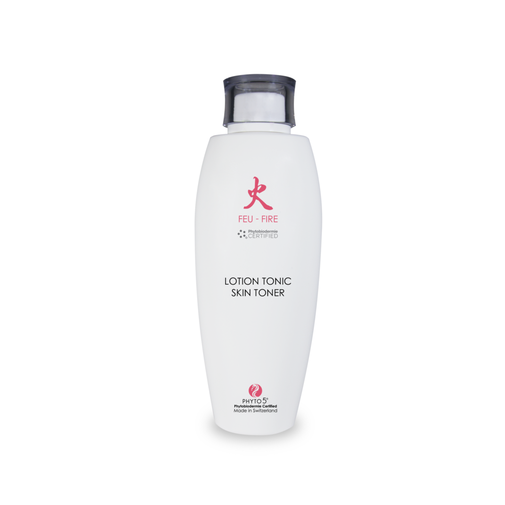 PHYTO 5 gamme des 5 element lotion tonic feu lotion tonique visage apaisante calmante  peau sensible peau seche peau reactive rougeurs lotion nettoyante douce cosmetique naturel cosmetique suisse ingredients bio laboratoire suisse soin energetique soin naturel soin holistique