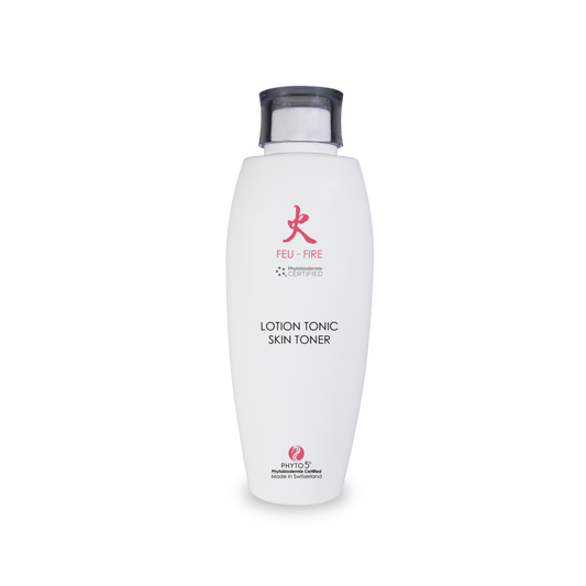 PHYTO 5 gamme des 5 element lotion tonic feu lotion tonique visage apaisante calmante  peau sensible peau seche peau reactive rougeurs lotion nettoyante douce cosmetique naturel cosmetique suisse ingredients bio laboratoire suisse soin energetique soin naturel soin holistique